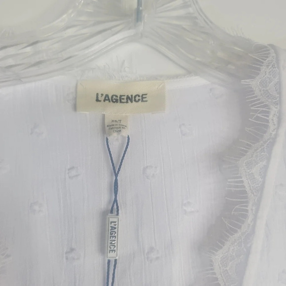 L'agence Mei Bell-Slevee Surplice Blouse Top white Sz XS - Picture 6 of 10